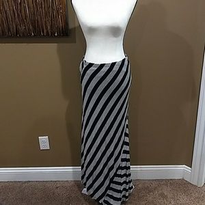 Black and grey striped maxi skirt